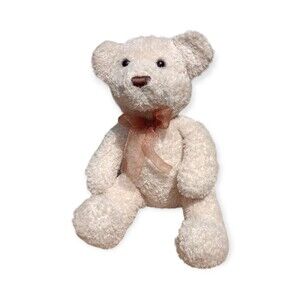 Aurora Teddy Bear Plush Tan Plaid Bow 11" Stuffed Doll Plushie Toy Beanie Bottom